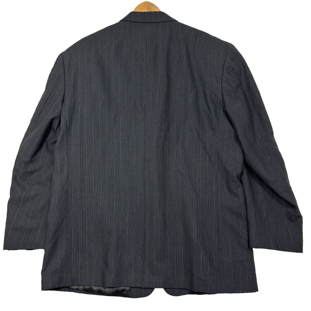 Vintage Roberto Villini Grey Wool Pinstripe Blazer 48R 3 Button Made in Italy - Picture 3 of 8